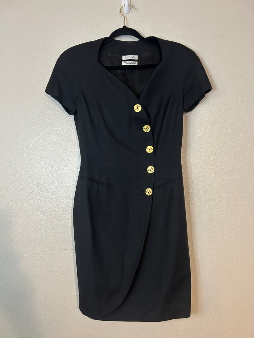 Vintage Ann Taylor x Tahari Black Dress with Gold Buttons - Picture 1 of 15